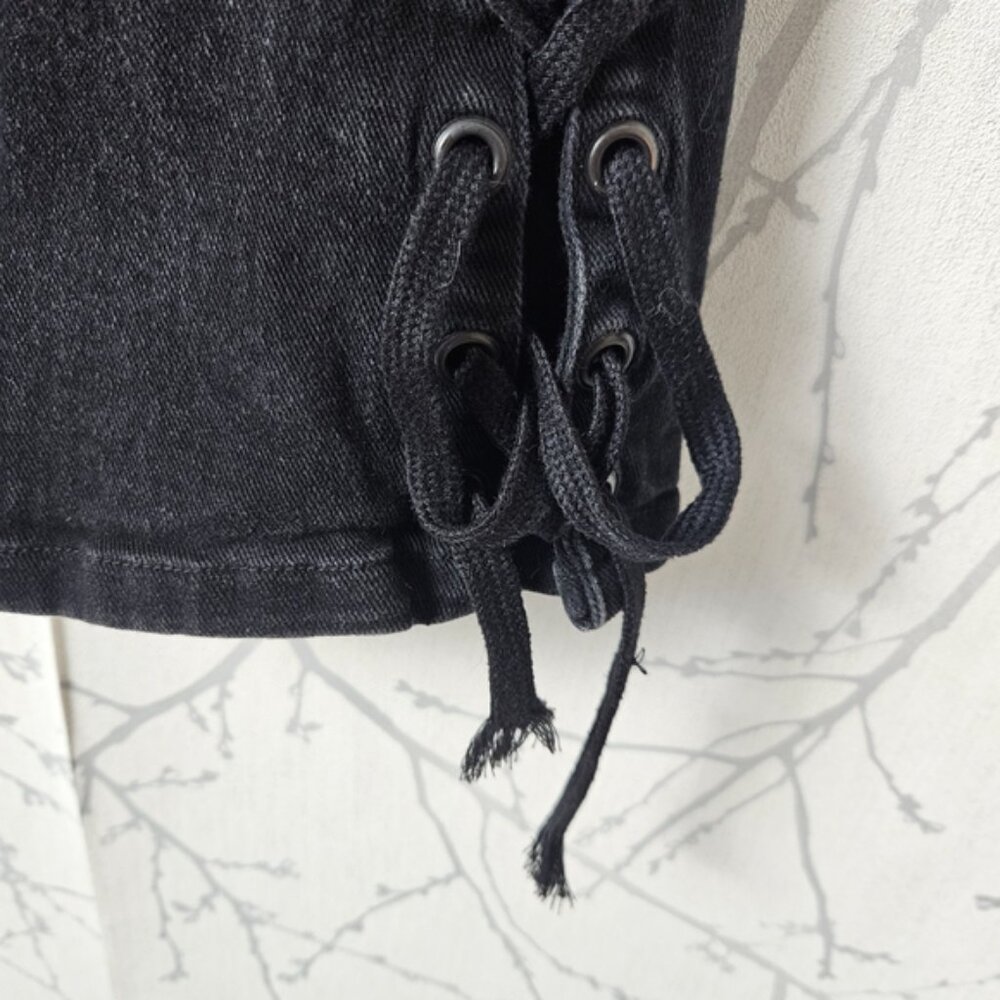 Lip Service Black Wash Mid Rise Lace Up Rocker Bootcut Jeans - Picture 3 of 8